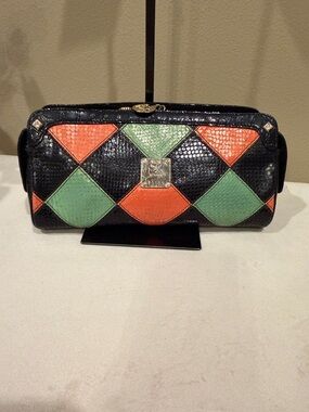 MCM Vibrant Diamond Pattern Clutch